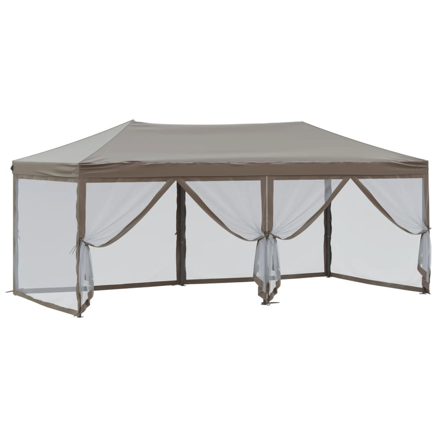 Partytent Inklapbaar Met Zijwanden 3 x 6 m Taupe
