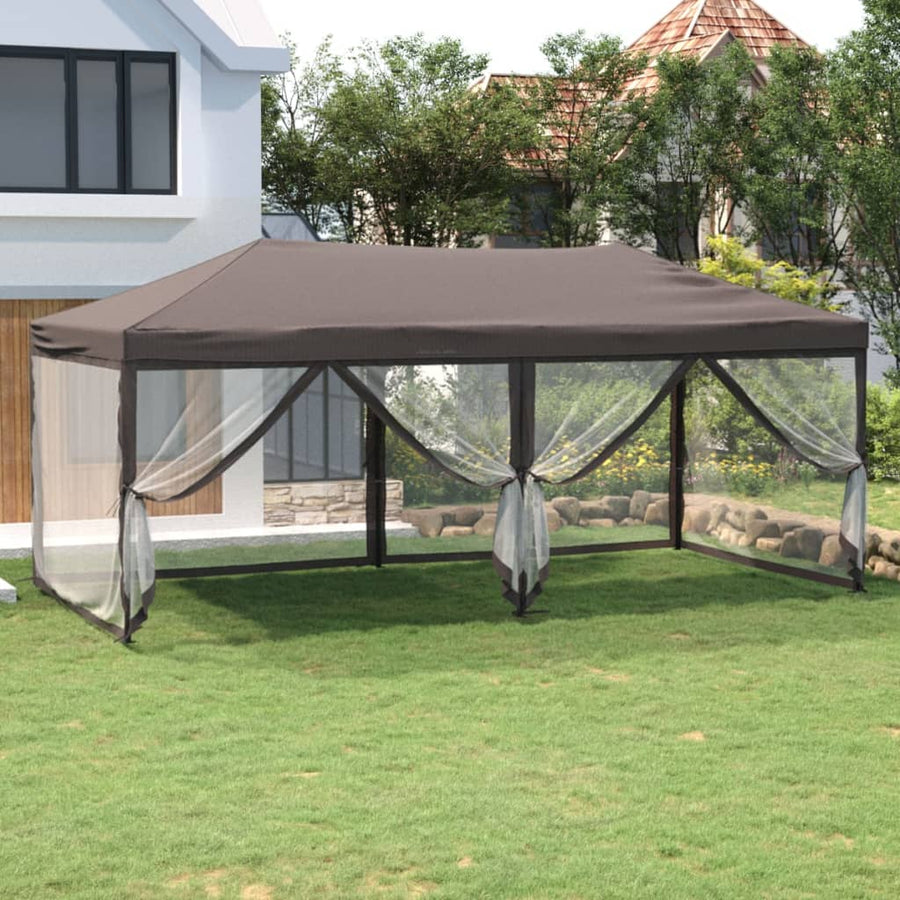Partytent Inklapbaar Met Zijwanden 3 x 6 m Taupe
