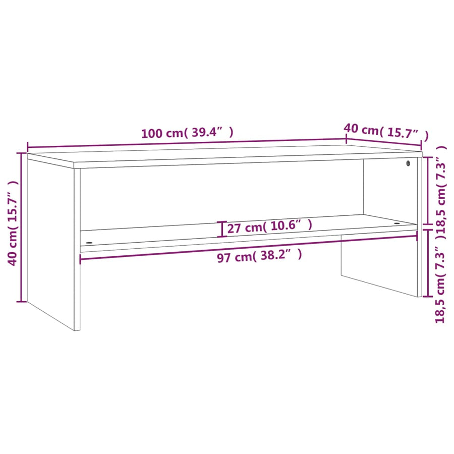 Tv-meubel 100x40x40 cm bewerkt hout grijs sonoma eikenkleurig Grijs sonoma
