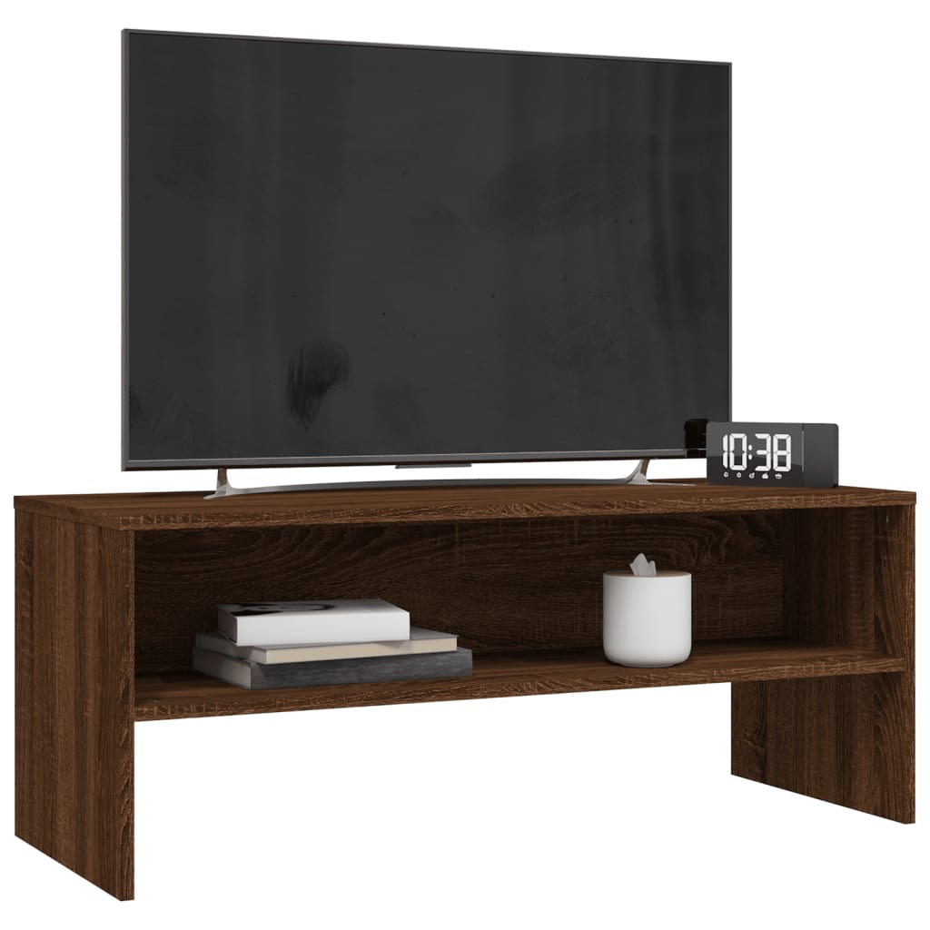 Tv-meubel 100x40x40 cm bewerkt hout bruin eikenkleur bruin eikenkleur