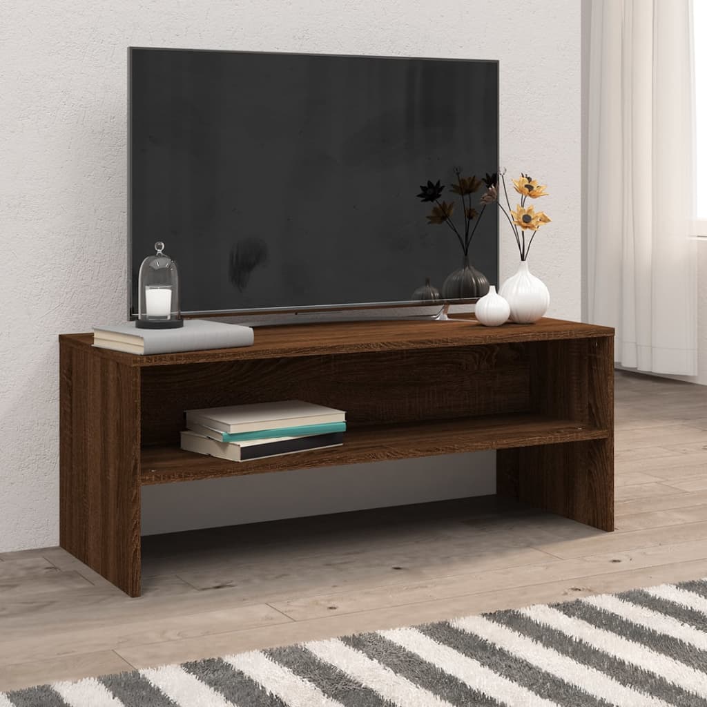 Tv-meubel 100x40x40 cm bewerkt hout bruin eikenkleur bruin eikenkleur