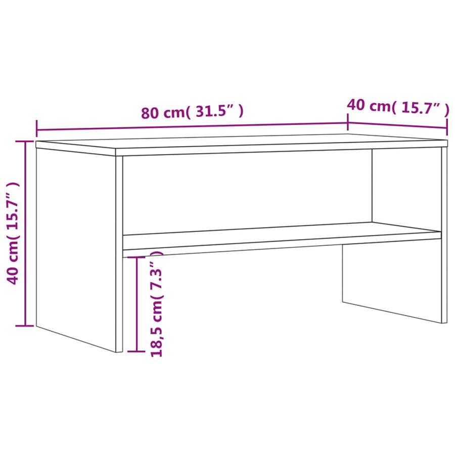 Tv-meubel 80x40x40 cm bewerkt hout gerookt eikenkleurig Gerookt eiken