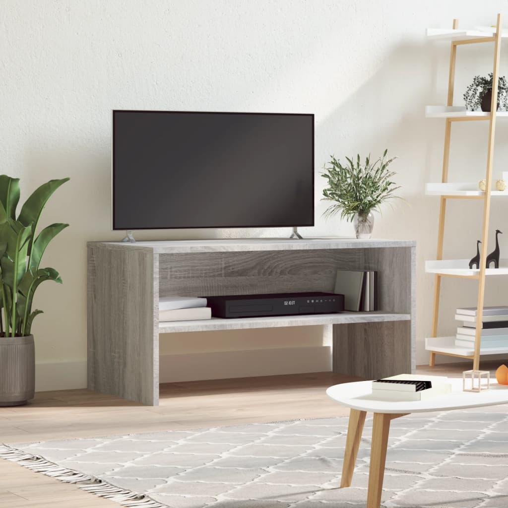 Tv-Meubel 80X40X40 Cm Bewerkt Hout Eikenkleurig Grijs sonoma