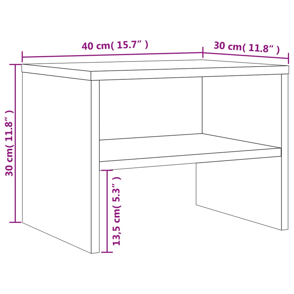 Nachtkastjes 40X30X30 Cm Bewerkt Hout Eiken 2 Grijs sonoma