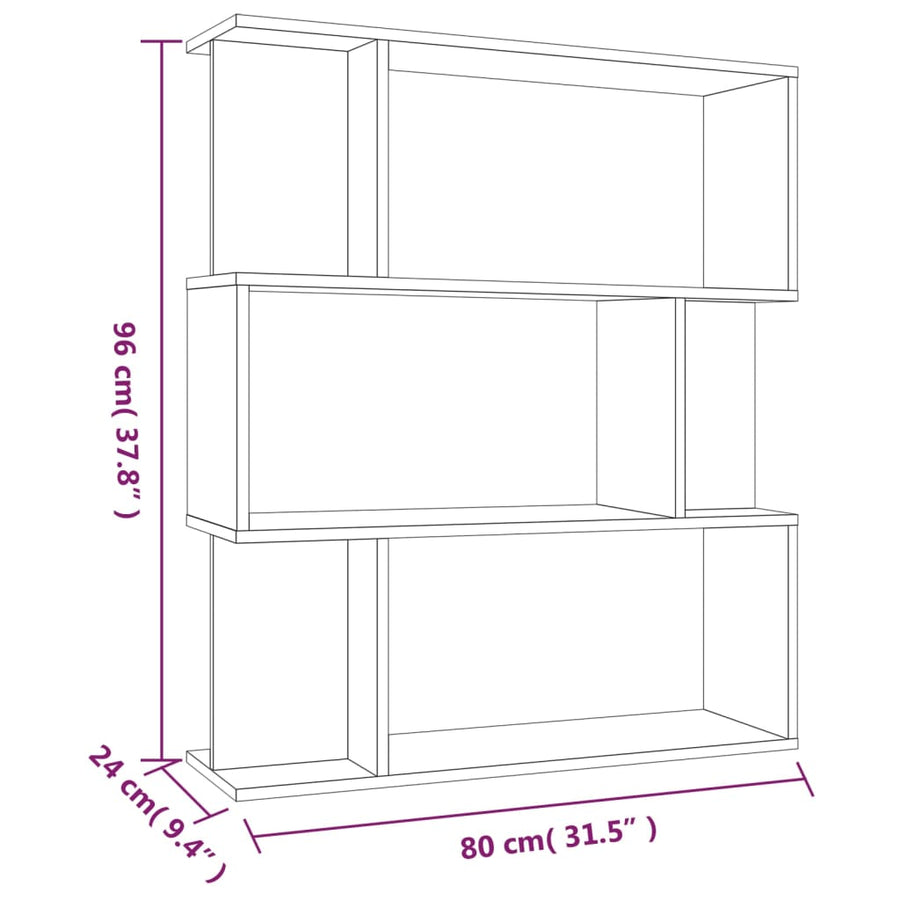 Boekenkast / Kamerscherm 80X24X96 Cm Bewerkt Hout Gerookt eiken