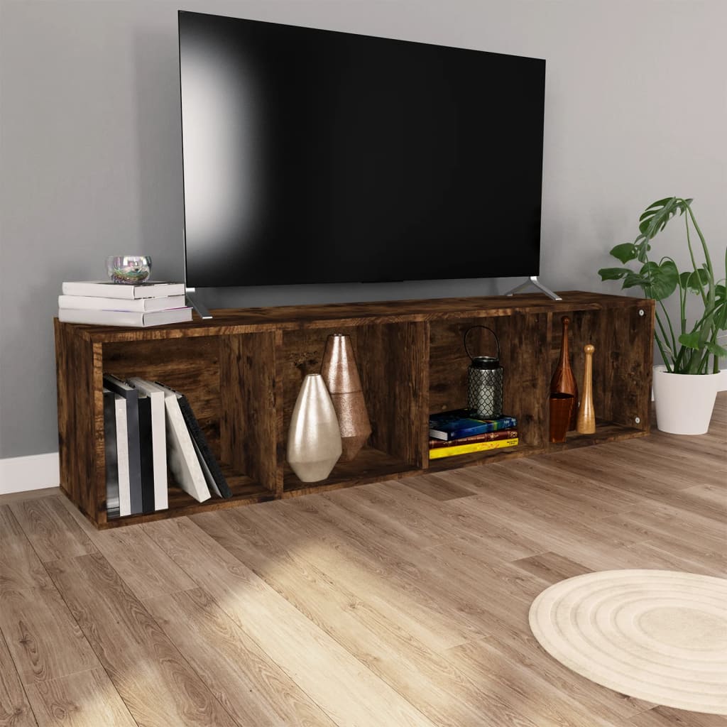 Boekenkast / Tv-Meubel Bewerkt Hout 36 x 30 x 143 cm Gerookt eiken
