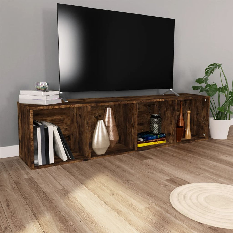 Boekenkast / Tv-Meubel Bewerkt Hout 36 x 30 x 143 cm Gerookt eiken