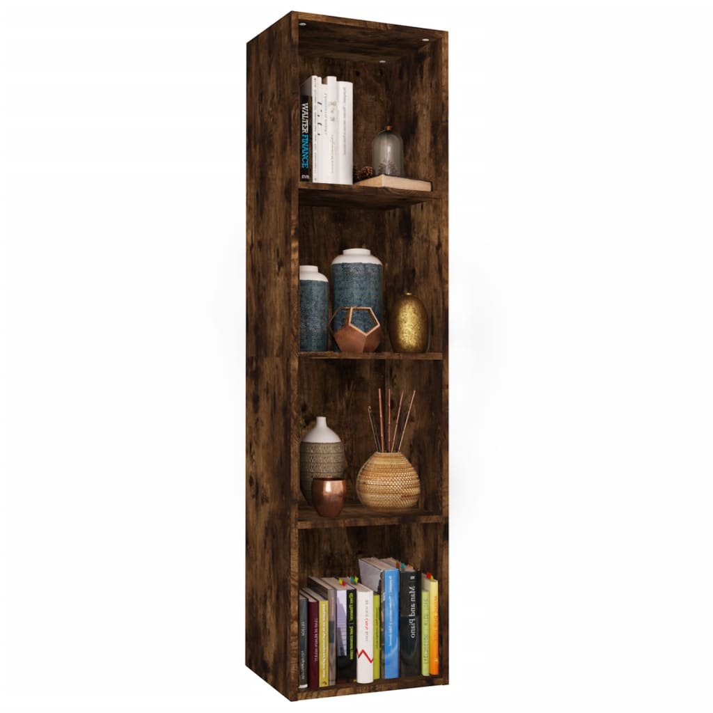 Boekenkast / Tv-Meubel Bewerkt Hout 36 x 30 x 143 cm Gerookt eiken
