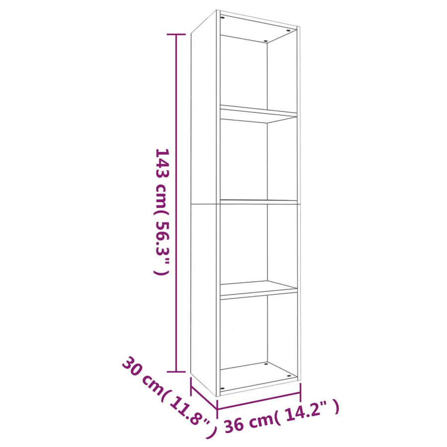 Boekenkast / Tv-Meubel Eikenkleurig 36 x 30 x 143 cm Grijs sonoma