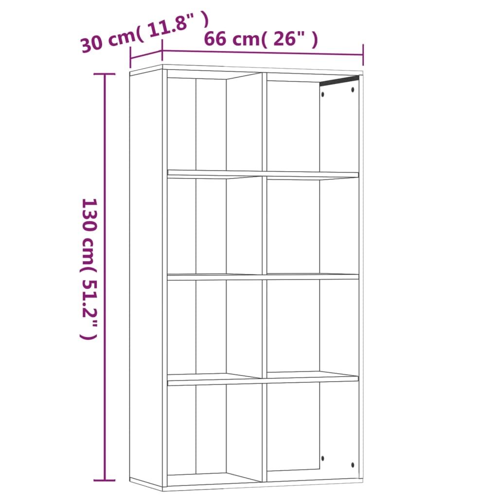 Boekenkast Bewerkt Hout Kleurig 66 x 30 x 130 cm Gerookt eiken