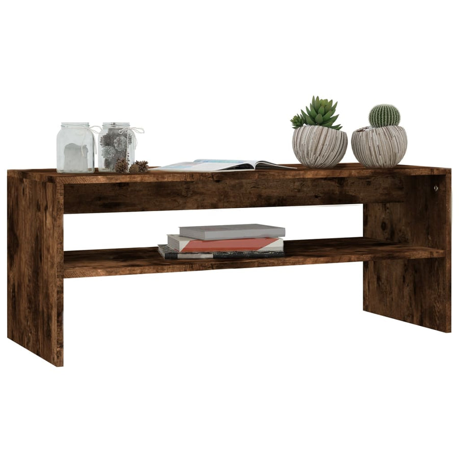 Salontafel 100x40x40 cm bewerkt hout gerookt eikenkleurig Gerookt eiken