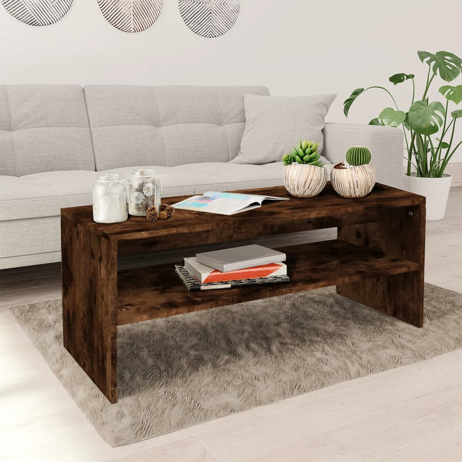 Salontafel 100x40x40 cm bewerkt hout gerookt eikenkleurig Gerookt eiken