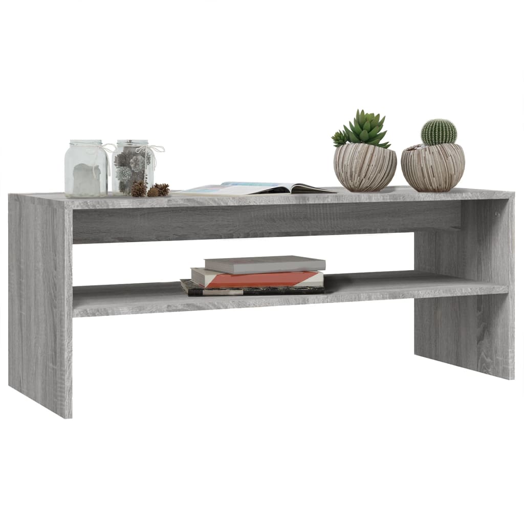 Salontafel 100x40x40 cm bewerkt hout grijs sonoma eikenkleurig Grijs sonoma