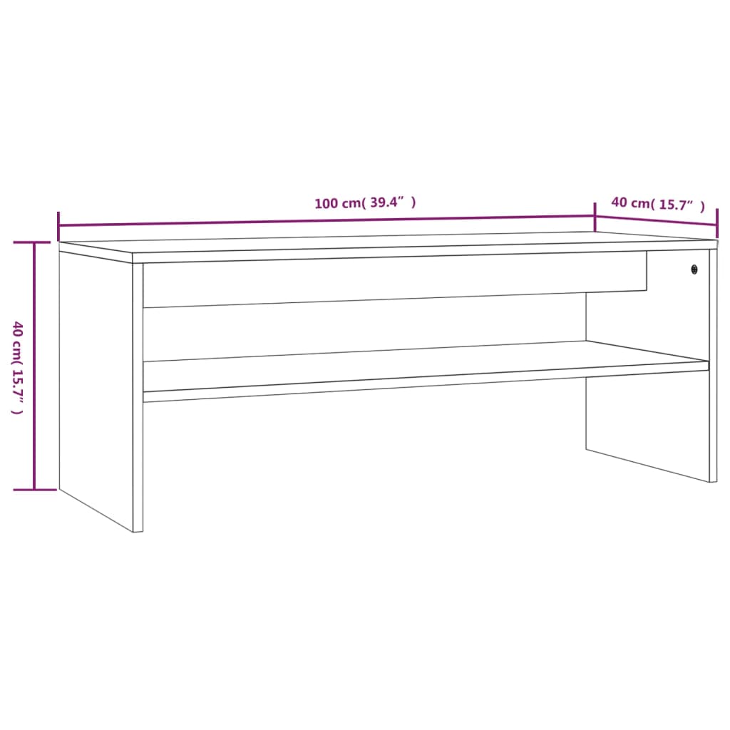 Salontafel 100x40x40 cm bewerkt hout grijs sonoma eikenkleurig Grijs sonoma