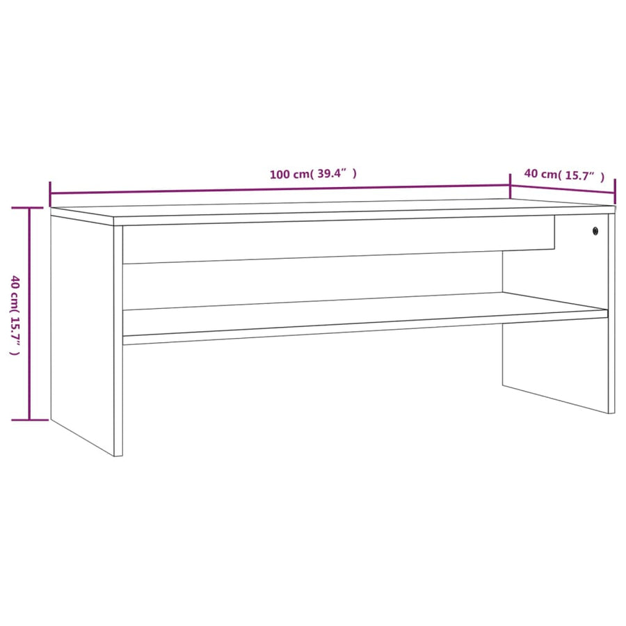 Salontafel 100x40x40 cm bewerkt hout grijs sonoma eikenkleurig Grijs sonoma