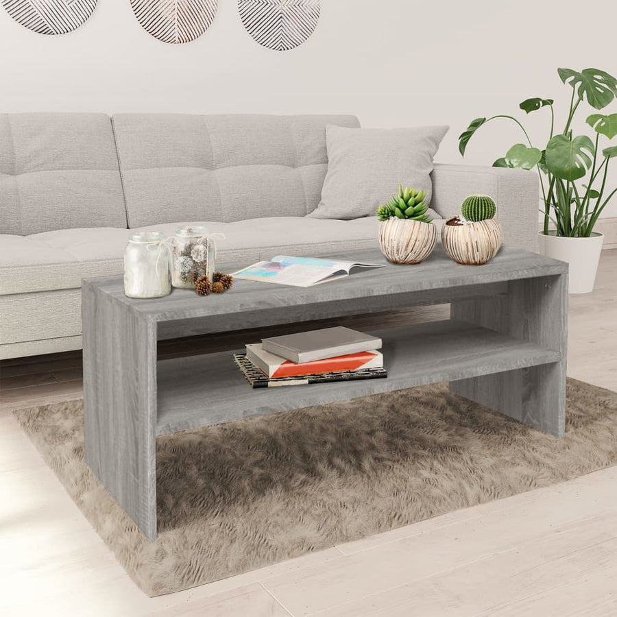 Salontafel 100x40x40 cm bewerkt hout grijs sonoma eikenkleurig Grijs sonoma