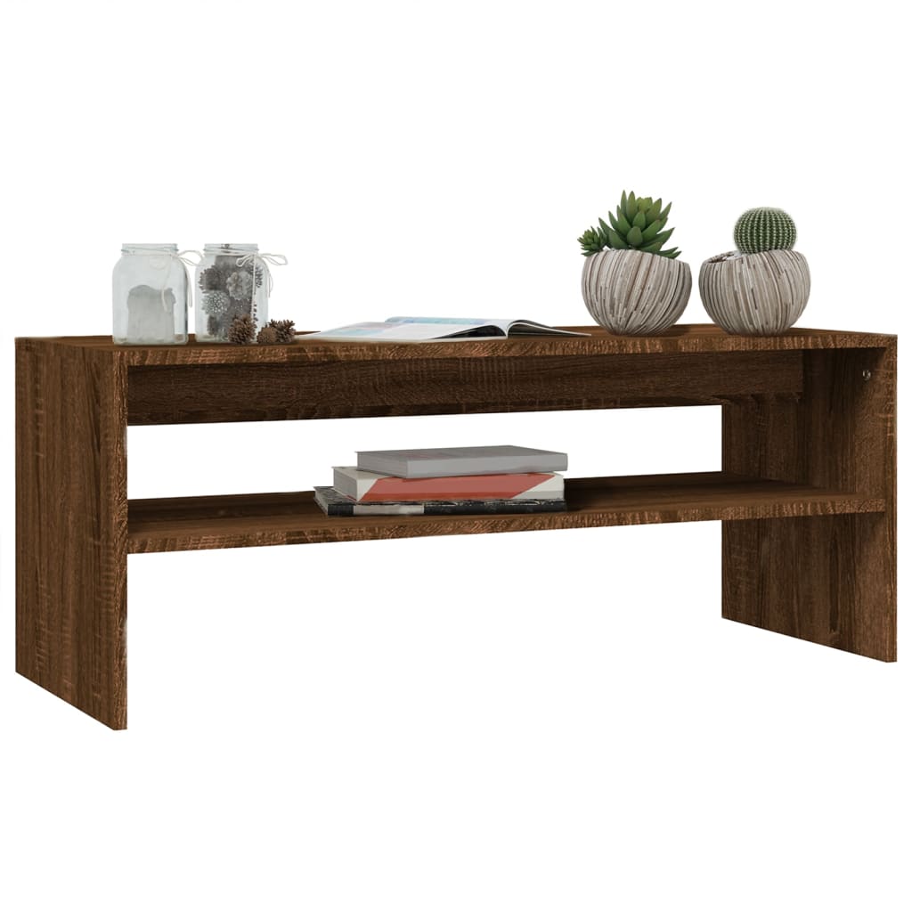 Salontafel 100X40X40 Cm Bewerkt Hout bruin eikenkleur