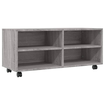 Tv-meubel met wieltjes 90x35x35 cm bewerkt hout grijs sonoma