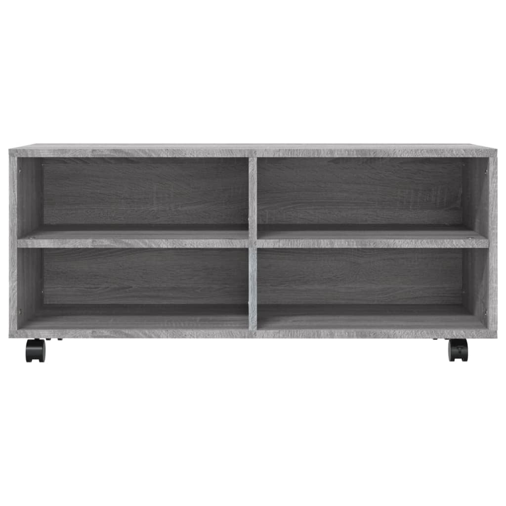 Tv-meubel met wieltjes 90x35x35 cm bewerkt hout grijs sonoma