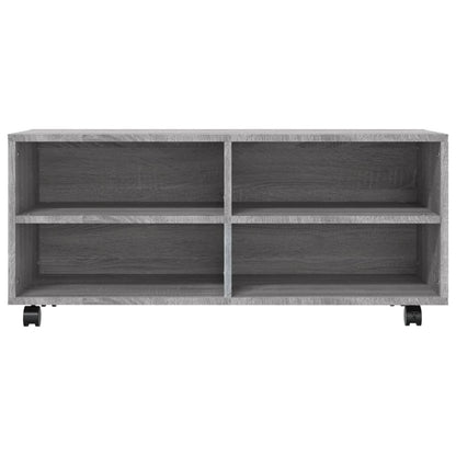 Tv-meubel met wieltjes 90x35x35 cm bewerkt hout grijs sonoma