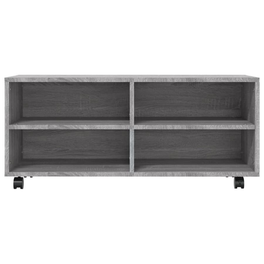 Tv-meubel met wieltjes 90x35x35 cm bewerkt hout grijs sonoma