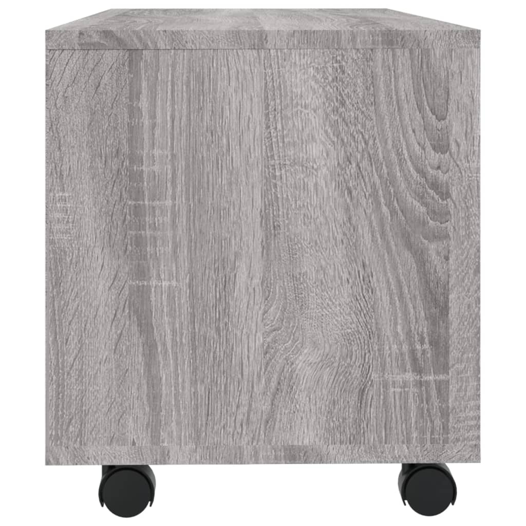 Tv-meubel met wieltjes 90x35x35 cm bewerkt hout grijs sonoma