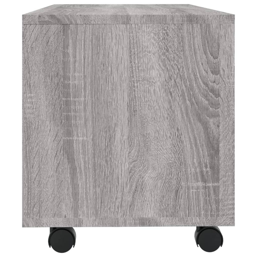 Tv-meubel met wieltjes 90x35x35 cm bewerkt hout grijs sonoma