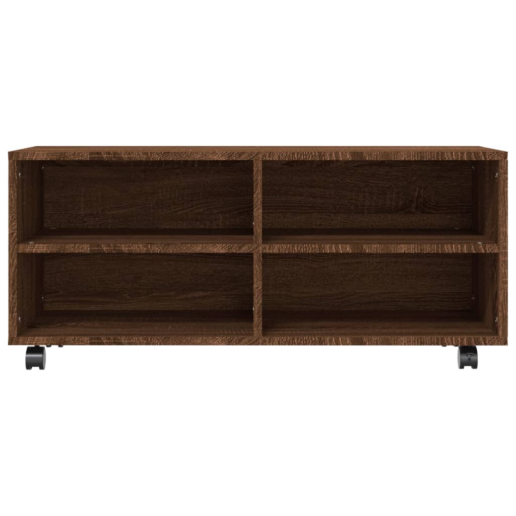 Tv-meubel met wieltjes 90x35x35 cm bewerkt hout bruin eikenkleur Bruineiken