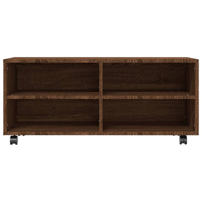Tv-meubel met wieltjes 90x35x35 cm bewerkt hout bruin eikenkleur Bruineiken