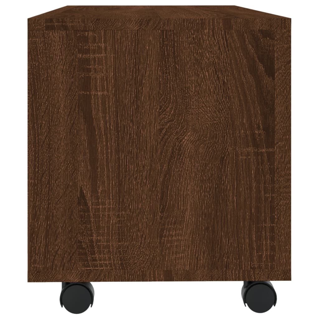 Tv-meubel met wieltjes 90x35x35 cm bewerkt hout bruin eikenkleur Bruineiken