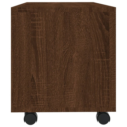 Tv-meubel met wieltjes 90x35x35 cm bewerkt hout bruin eikenkleur Bruineiken