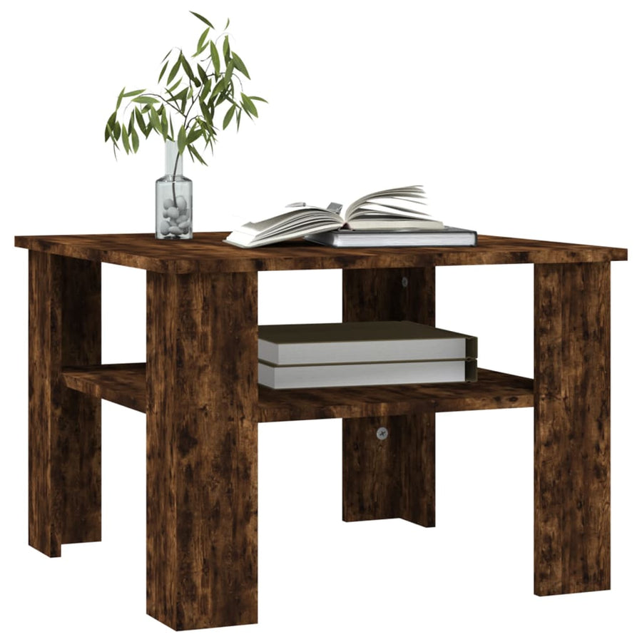 Salontafel 60x60x42 cm bewerkt hout gerookt eikenkleurig Gerookt eiken