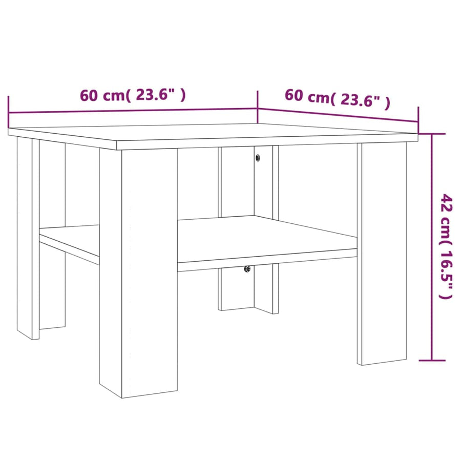 Salontafel 60x60x42 cm bewerkt hout gerookt eikenkleurig Gerookt eiken