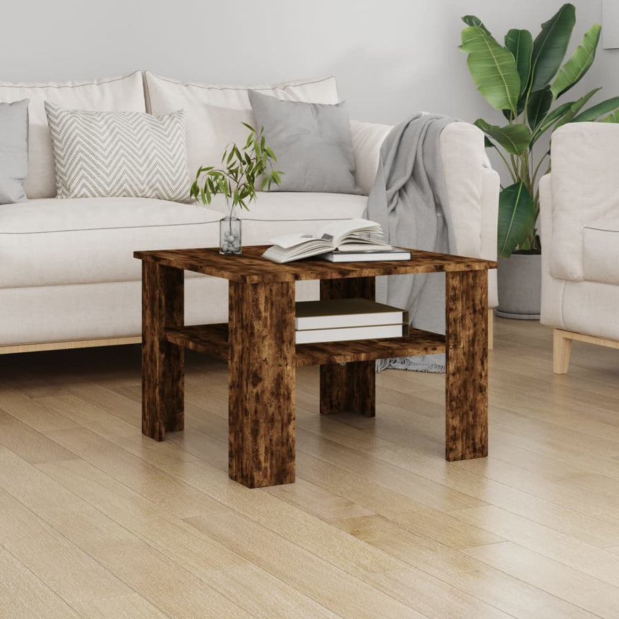 Salontafel 60x60x42 cm bewerkt hout gerookt eikenkleurig Gerookt eiken