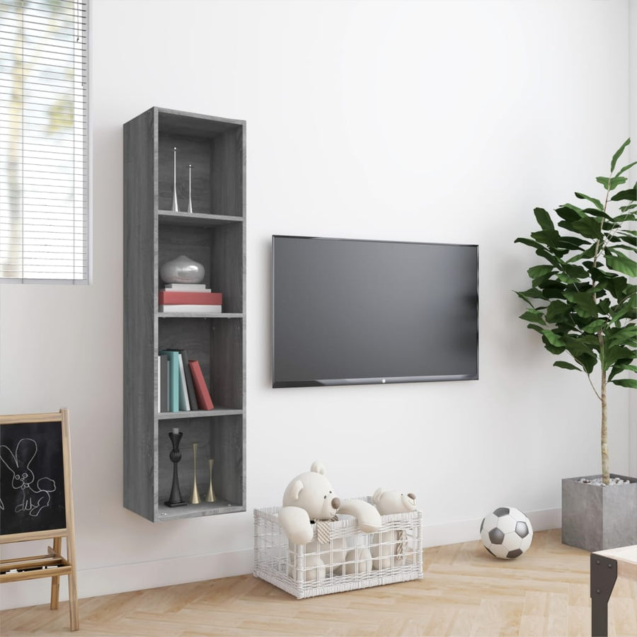 Boekenkast/Tv-Meubel 43X30X36 Cm Bewerkt Hout Grijs sonoma