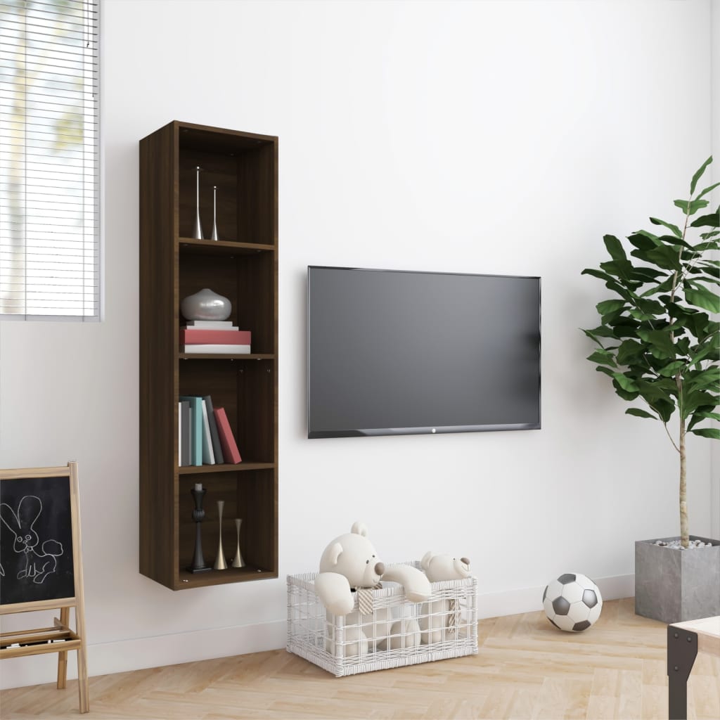 Boekenkast/Tv-Meubel 43X30X36 Cm Bewerkt Hout Bruineikenkleur bruin eikenkleur