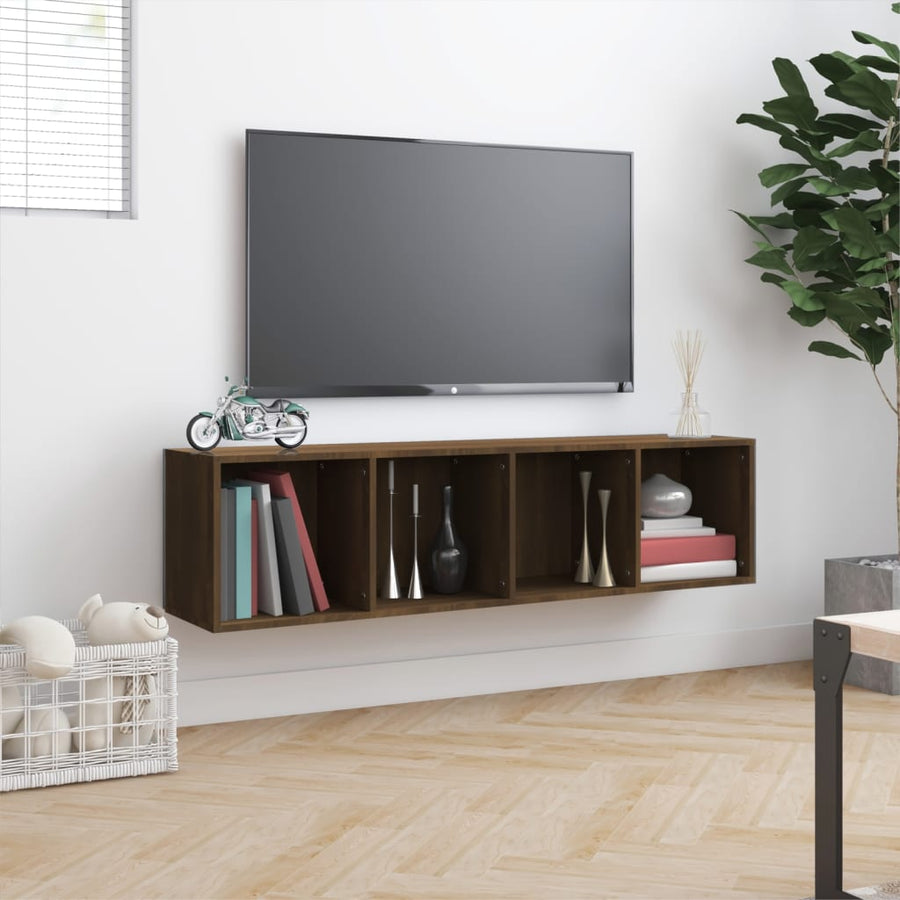 Boekenkast/Tv-Meubel 43X30X36 Cm Bewerkt Hout Bruineikenkleur bruin eikenkleur