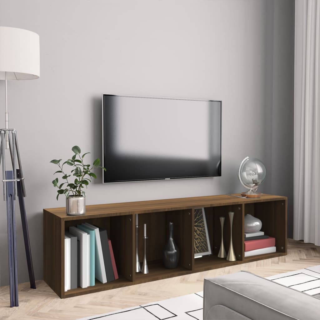 Boekenkast/Tv-Meubel 43X30X36 Cm Bewerkt Hout Bruineikenkleur bruin eikenkleur