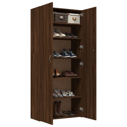 Schoenenkast 80x35,5x180 cm bewerkt hout bruin eikenkleur