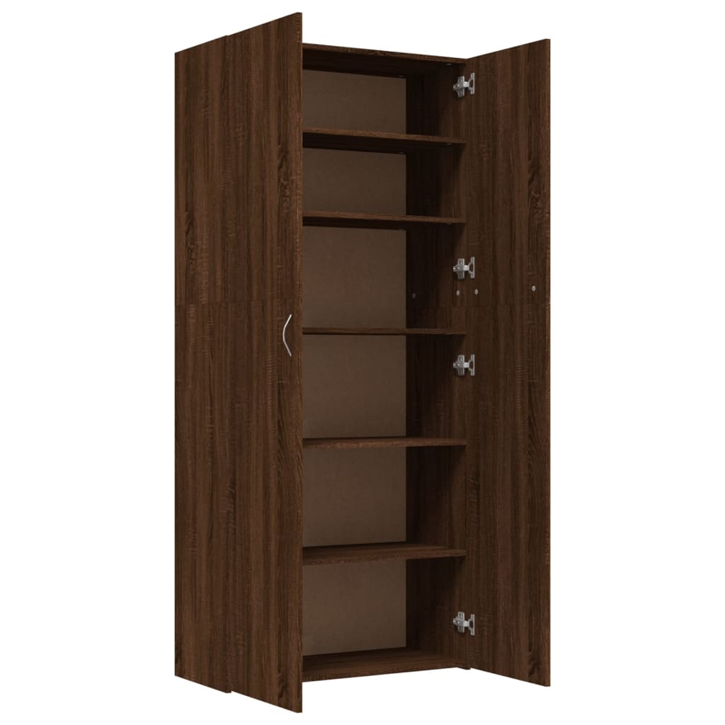 Schoenenkast 80x35,5x180 cm bewerkt hout bruin eikenkleur