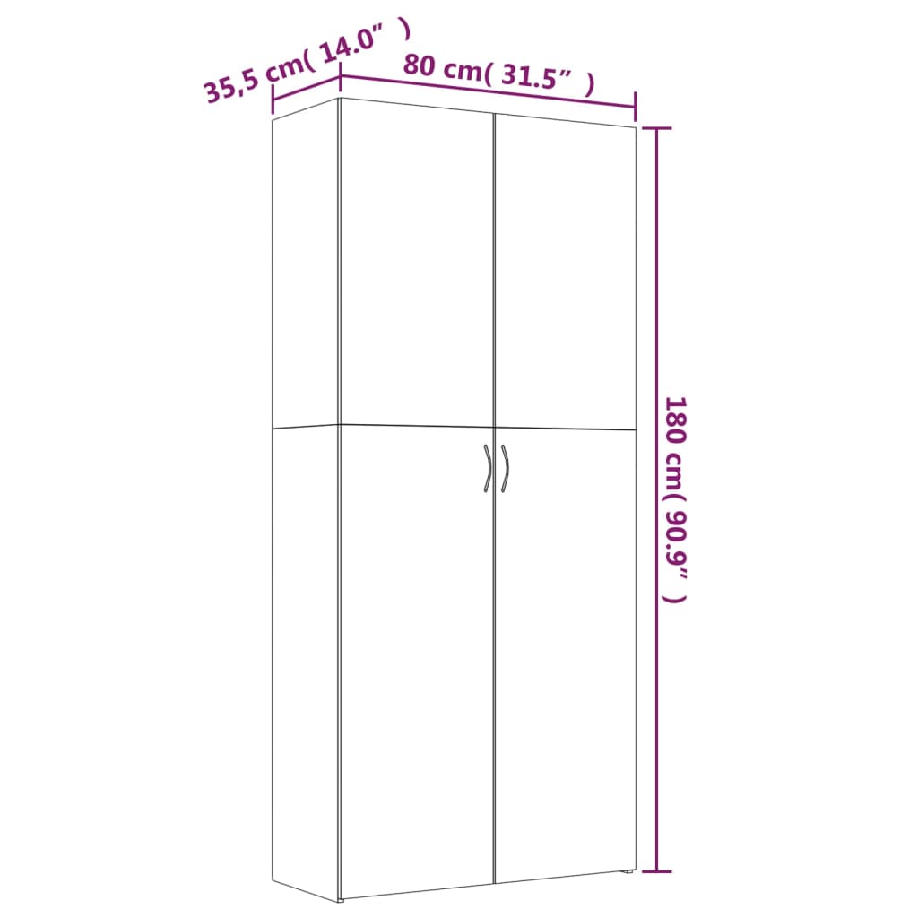 Schoenenkast 80x35,5x180 cm bewerkt hout bruin eikenkleur