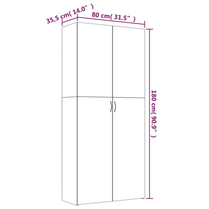 Schoenenkast 80x35,5x180 cm bewerkt hout bruin eikenkleur