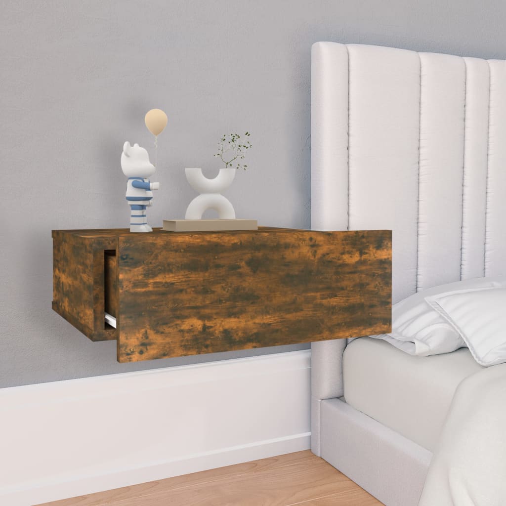 Nachtkastjes 2 st zwevend 40x30x15cm bewerkt hout gerookt eiken 2 Gerookt eiken