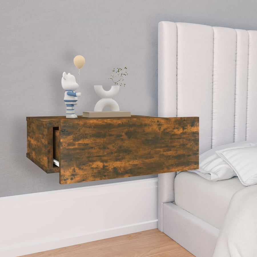 Nachtkastjes 2 st zwevend 40x30x15cm bewerkt hout gerookt eiken 2 Gerookt eiken
