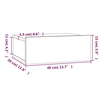 Nachtkastjes 2 st zwevend 40x30x15cm bewerkt hout gerookt eiken 2 Gerookt eiken