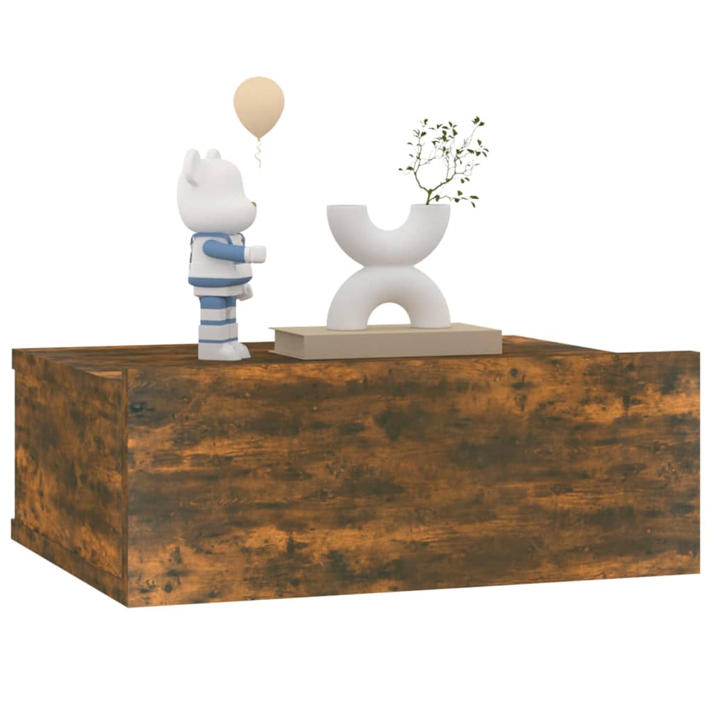Nachtkastjes 2 st zwevend 40x30x15cm bewerkt hout gerookt eiken 2 Gerookt eiken