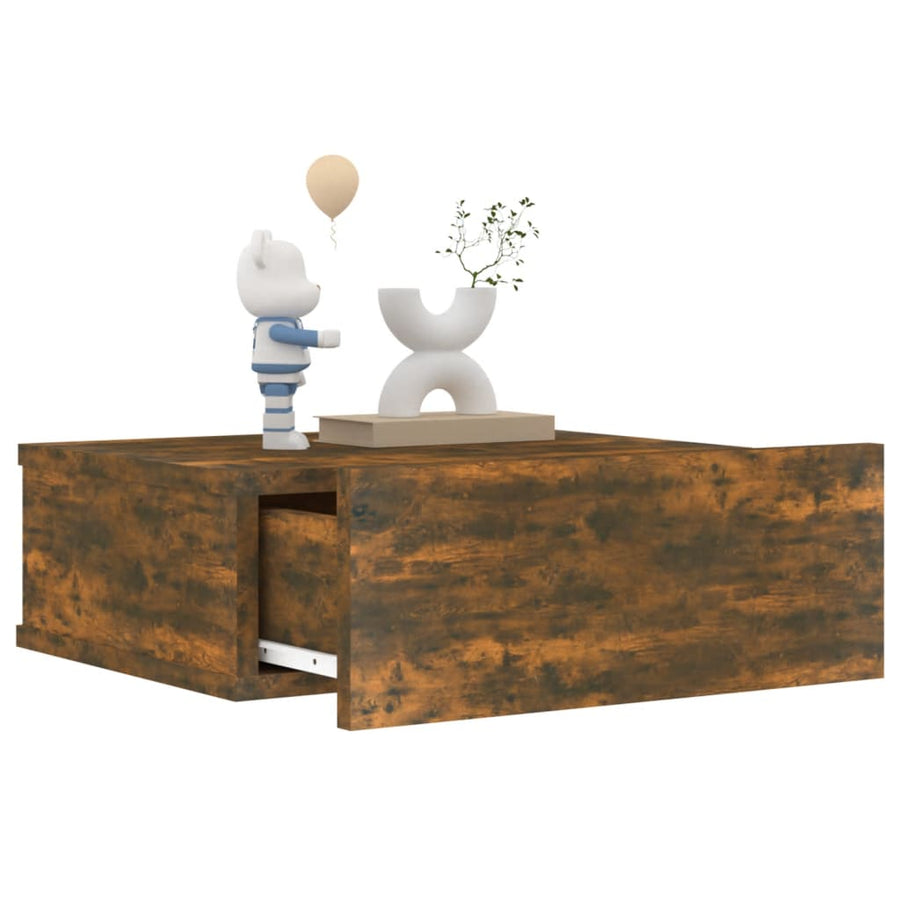 Nachtkastjes 2 st zwevend 40x30x15cm bewerkt hout gerookt eiken 2 Gerookt eiken