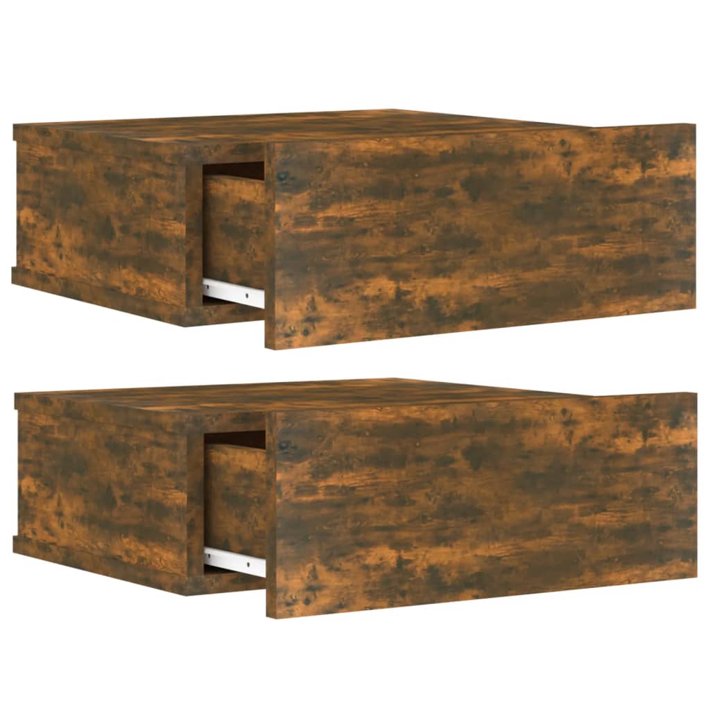 Nachtkastjes 2 st zwevend 40x30x15cm bewerkt hout gerookt eiken 2 Gerookt eiken