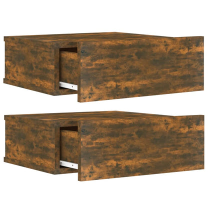 Nachtkastjes 2 st zwevend 40x30x15cm bewerkt hout gerookt eiken 2 Gerookt eiken