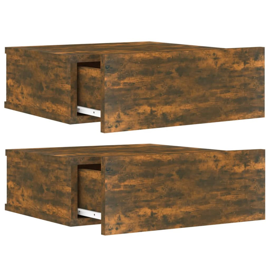 Nachtkastjes 2 st zwevend 40x30x15cm bewerkt hout gerookt eiken 2 Gerookt eiken